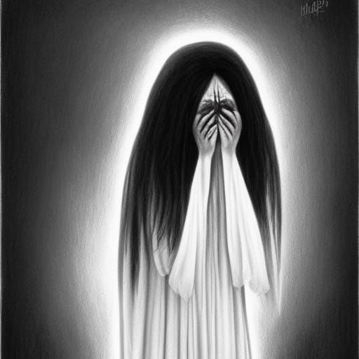 La Llorona Apparition by River in Moonlight