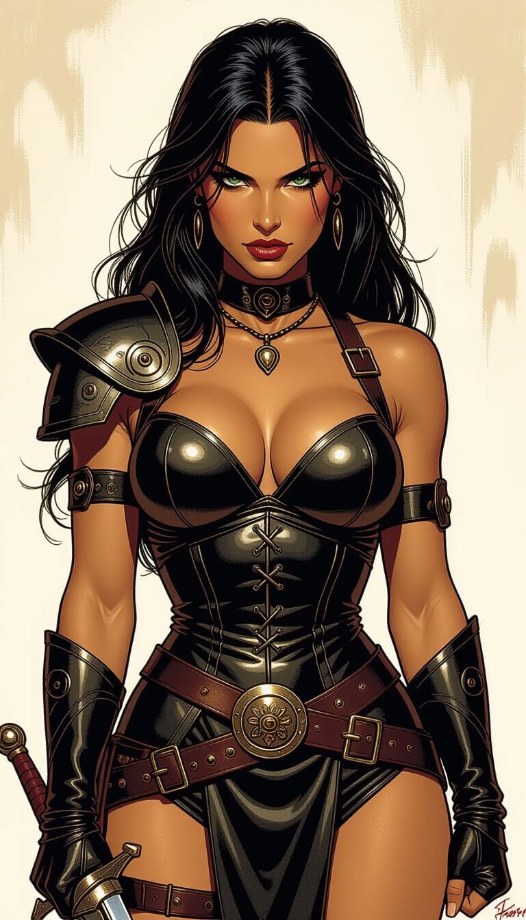 Warrior Princess in Fantasy Illustration Style