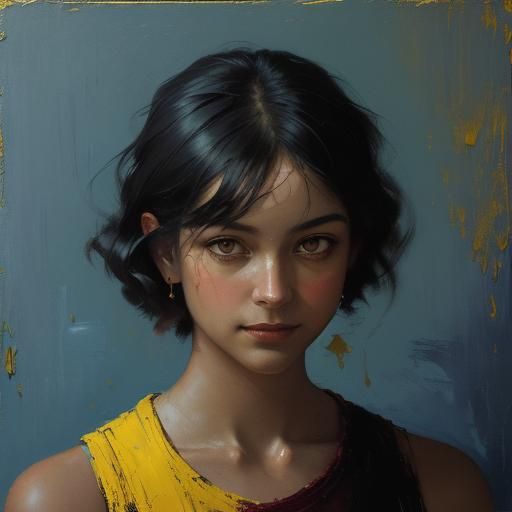 Symmetrical Impasto Portrait with Radioluminescent Palette