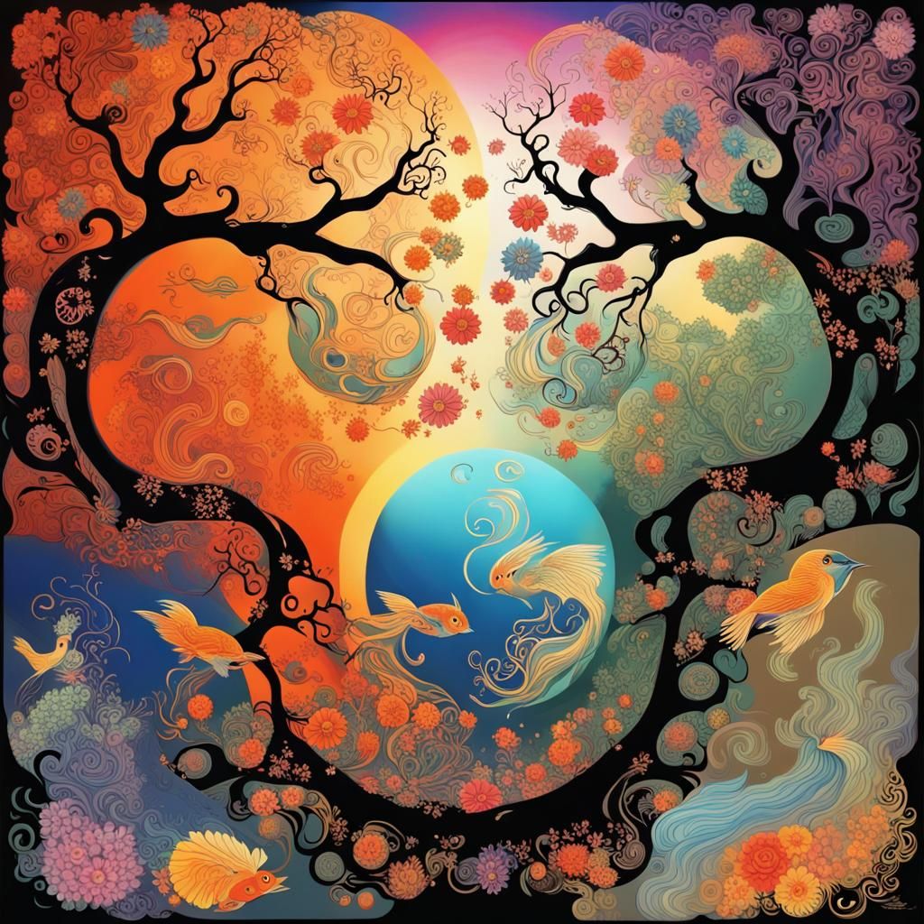 Radiant Abstract Art: Filigree Silhouettes and Ethereal Sple...