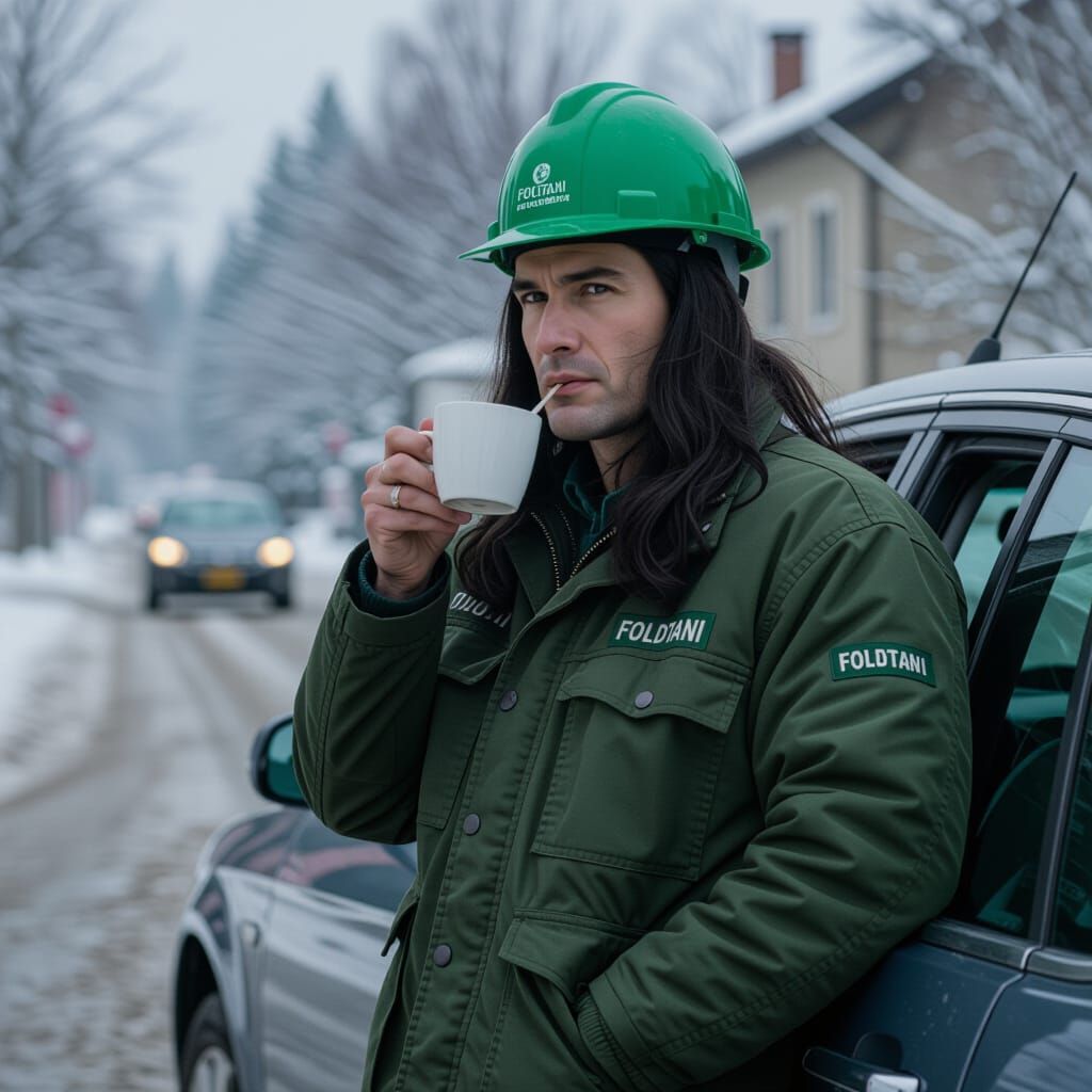 Italian Geologist on Coffee Break, Cinematic Film Still