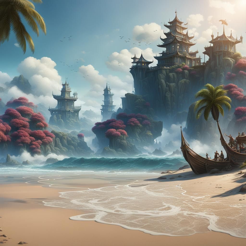 Detailed Beach Matte Painting in Unreal Engine