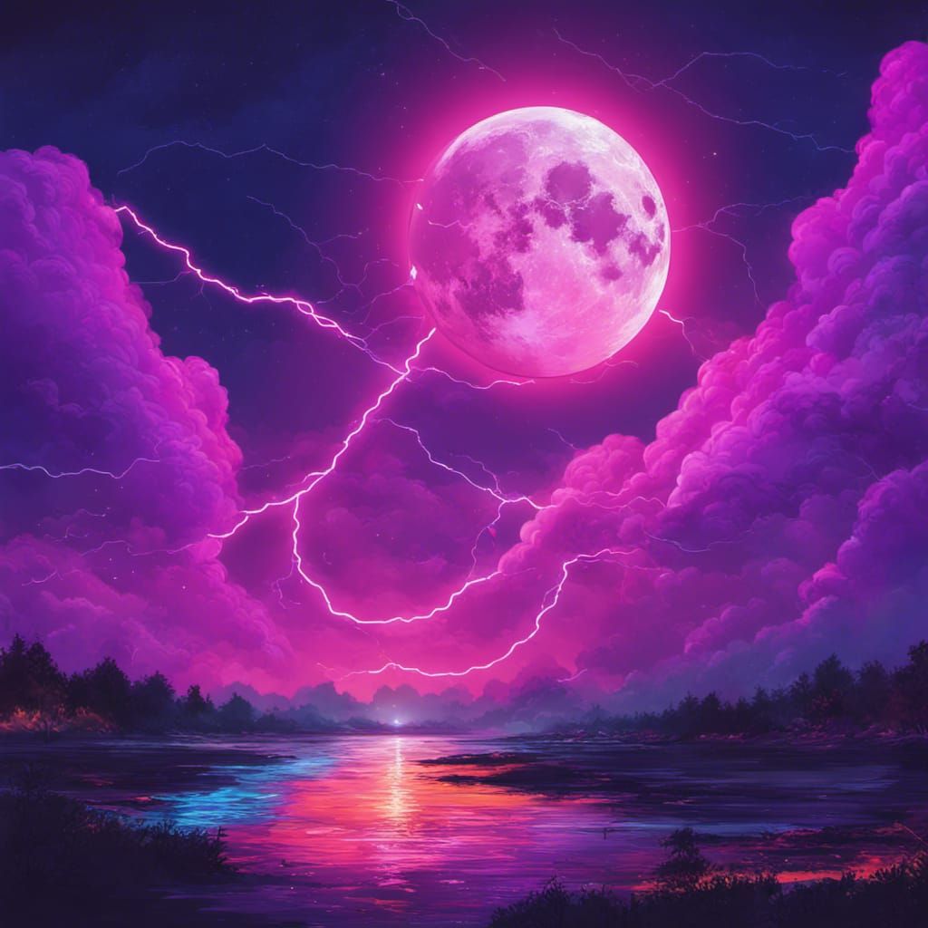 Hyperrealistic Purple Night Sky with Rainbows