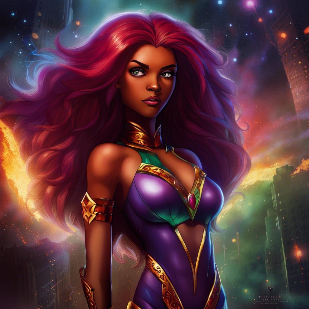 Detailed Matte Painting of Starfire from Teen Titans