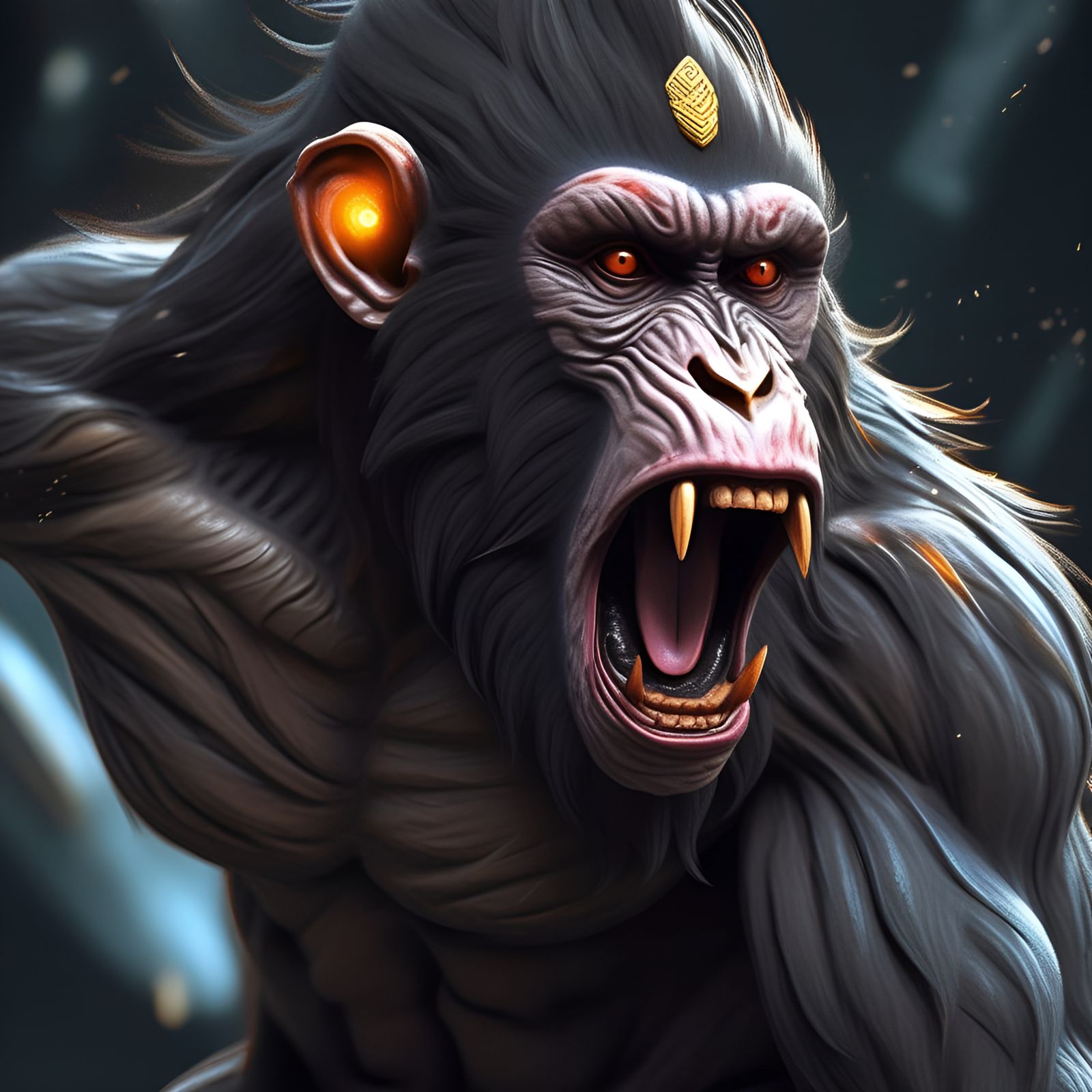 Powerful Monkey Portrait in Hyperrealistic Style