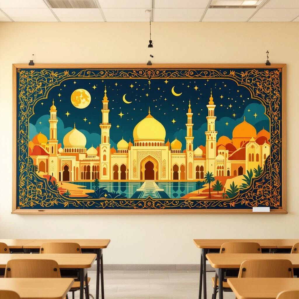Arabian Nights Classroom Board in Digital Art Style