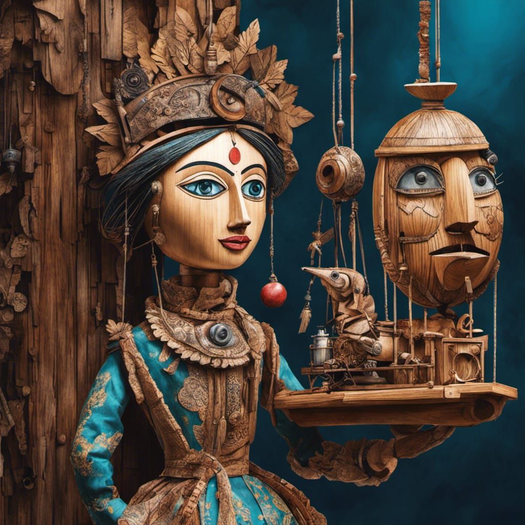 ANTIQUE KATHPUTLI - A TRADITIONAL STRING PUPPET FROM INDIA