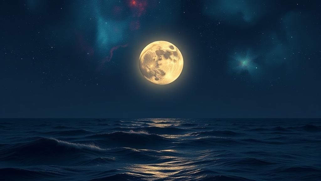 Moon, Nebula, and Ocean Dreamscape