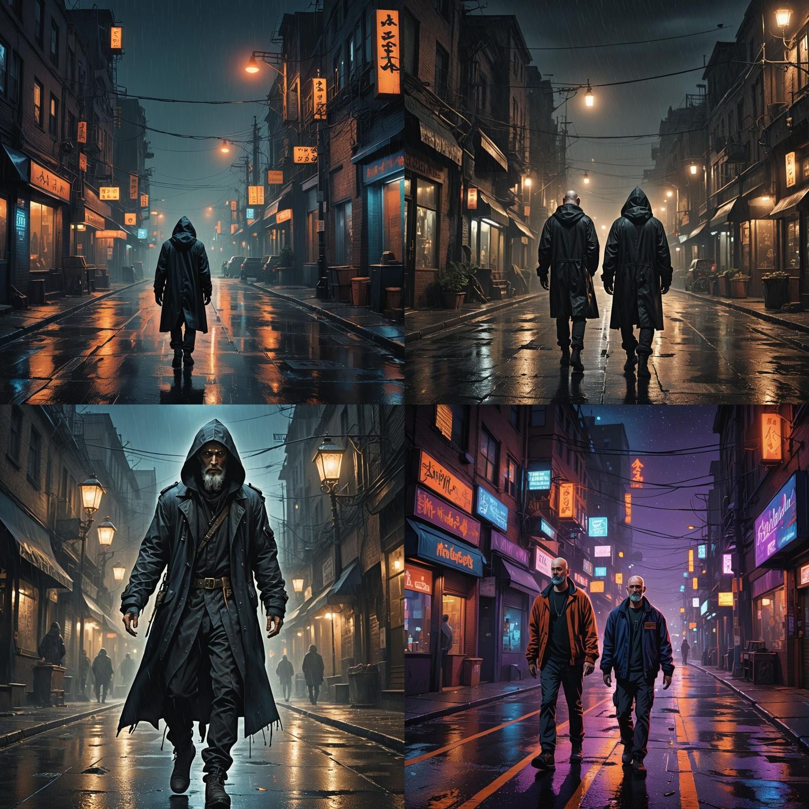 Man in Black Coat Strolling Down Dark Street