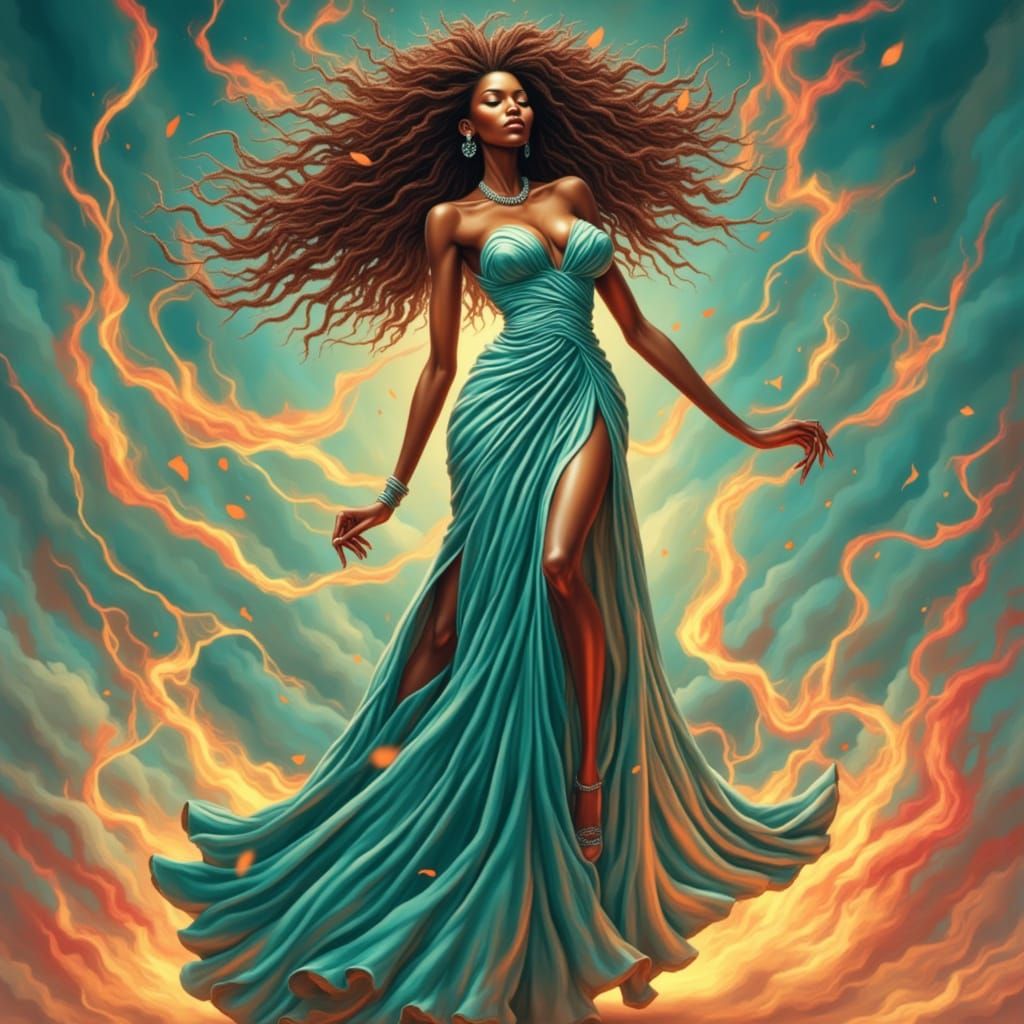 Radiant Light-Formed Woman in Ancient Greek Style