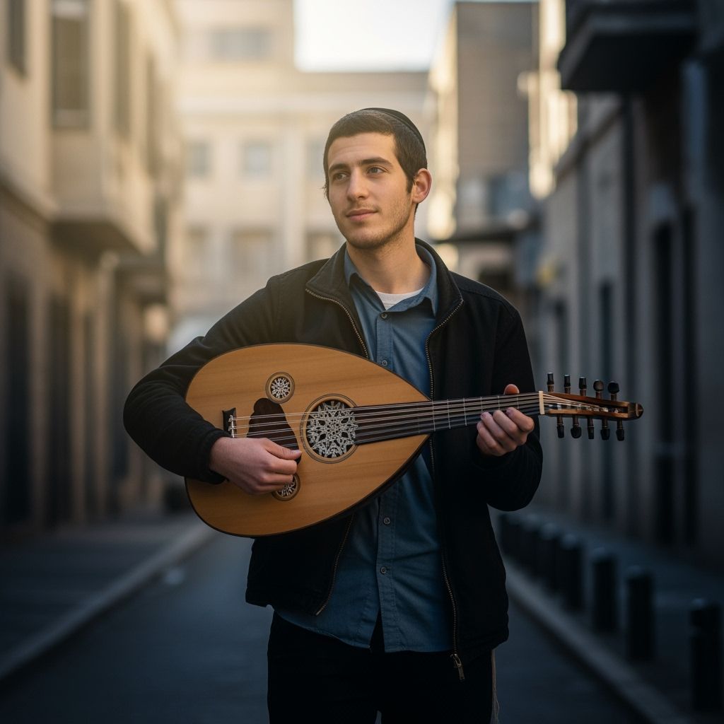 Young Man with Oud in Vermeer Style