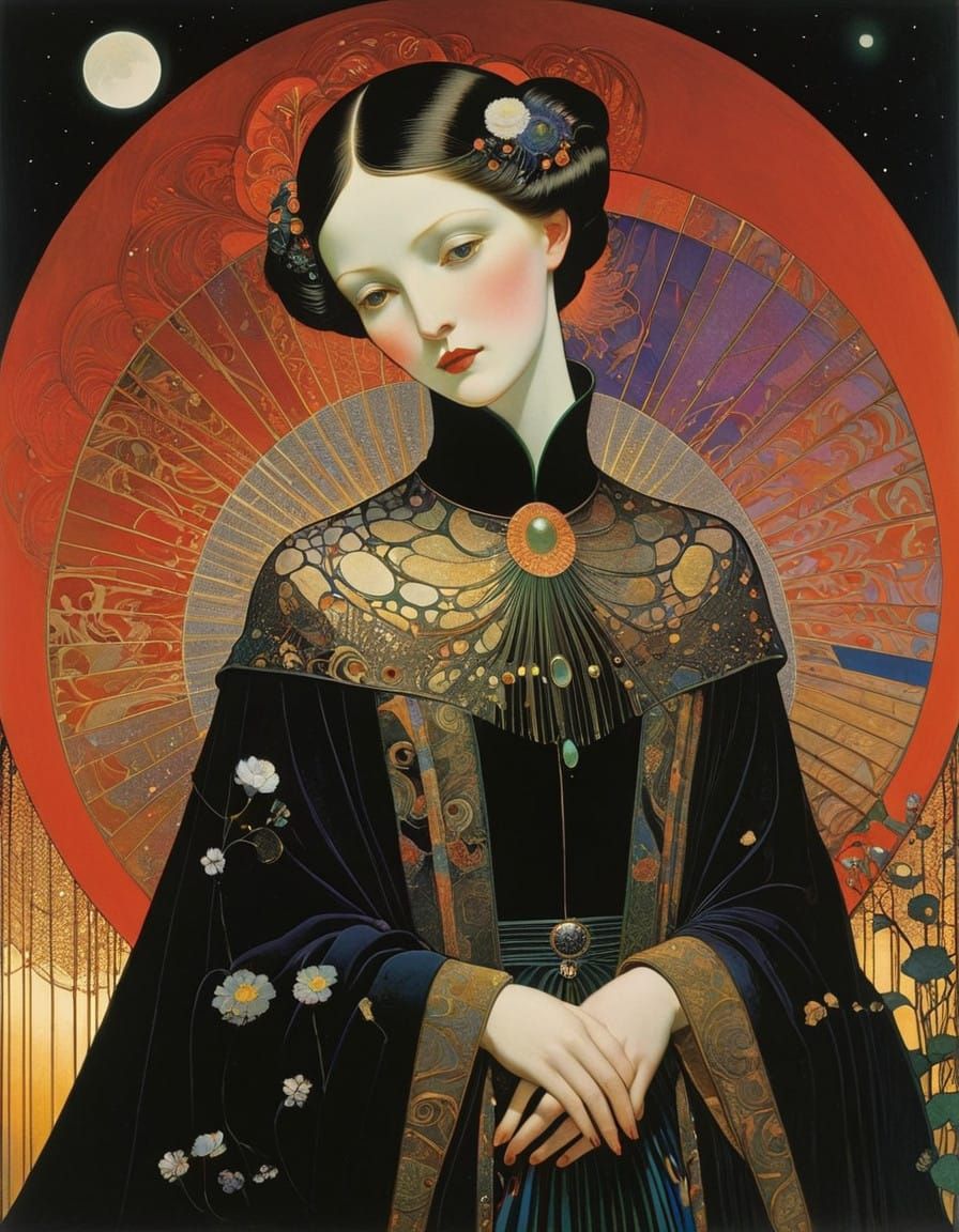 Dreamlike Moonlit Nature Scene in Iridescent Hues