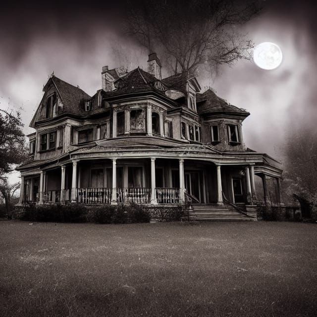 Eerie Spooky Mansion Illustration