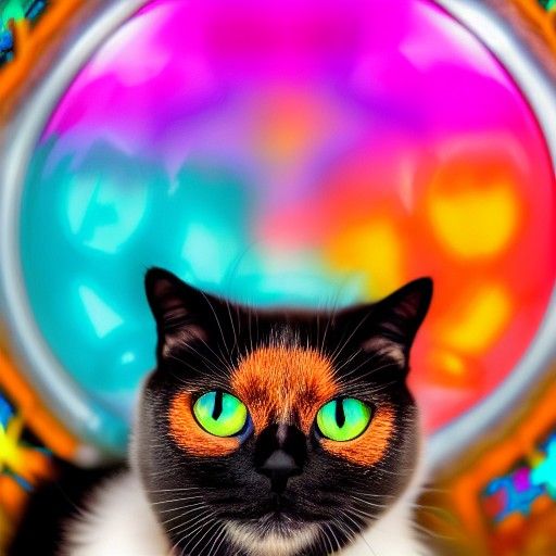 Kaleidoscopic Cat: A Vivid Photorealistic Portrait