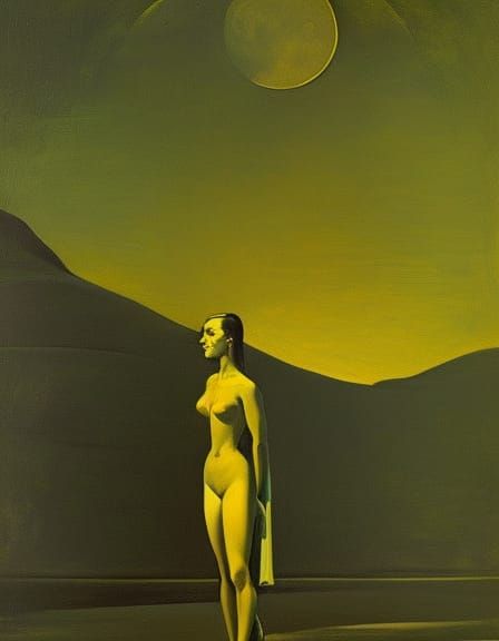 Sordid Mantis Woman's Mating Ritual: Hopperesque Oil Paintin...