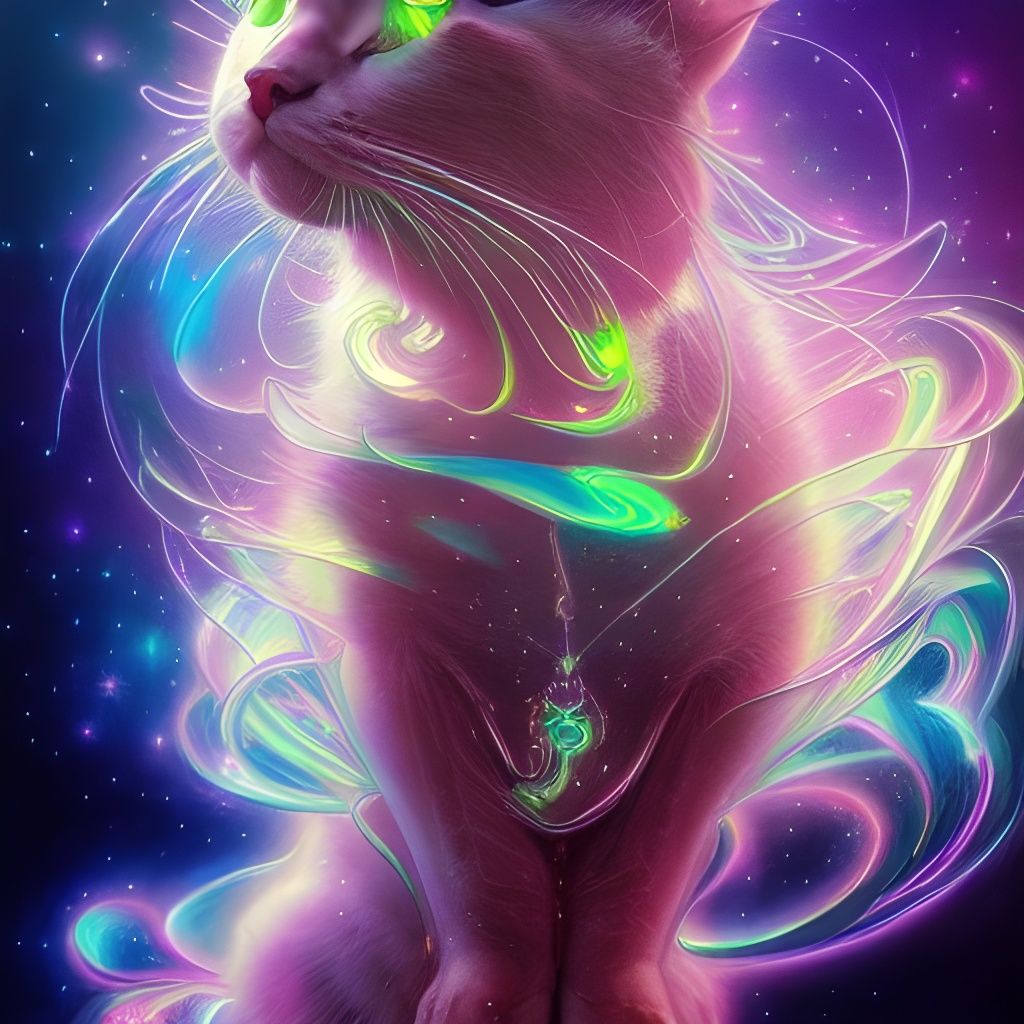 Luminous Cosmic Cat in Fractal Iridescence