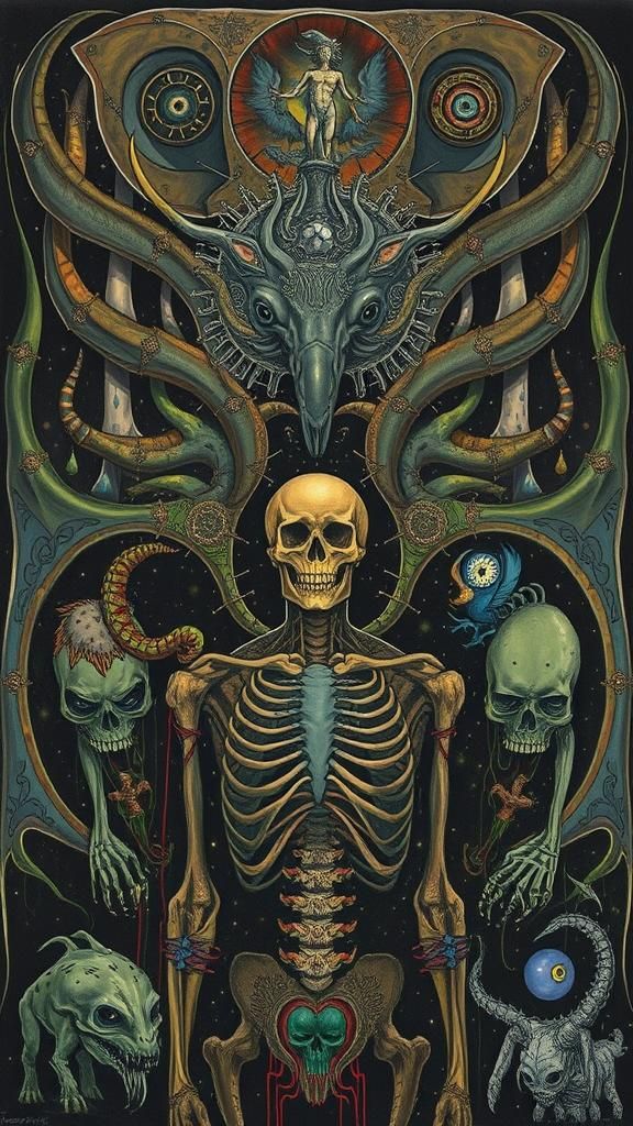 Surreal Torso Fantasy Drawing in Psychedelic Collage Style