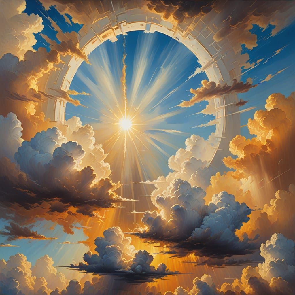 Surreal Portal to Heaven in Vibrant Oil Painting
