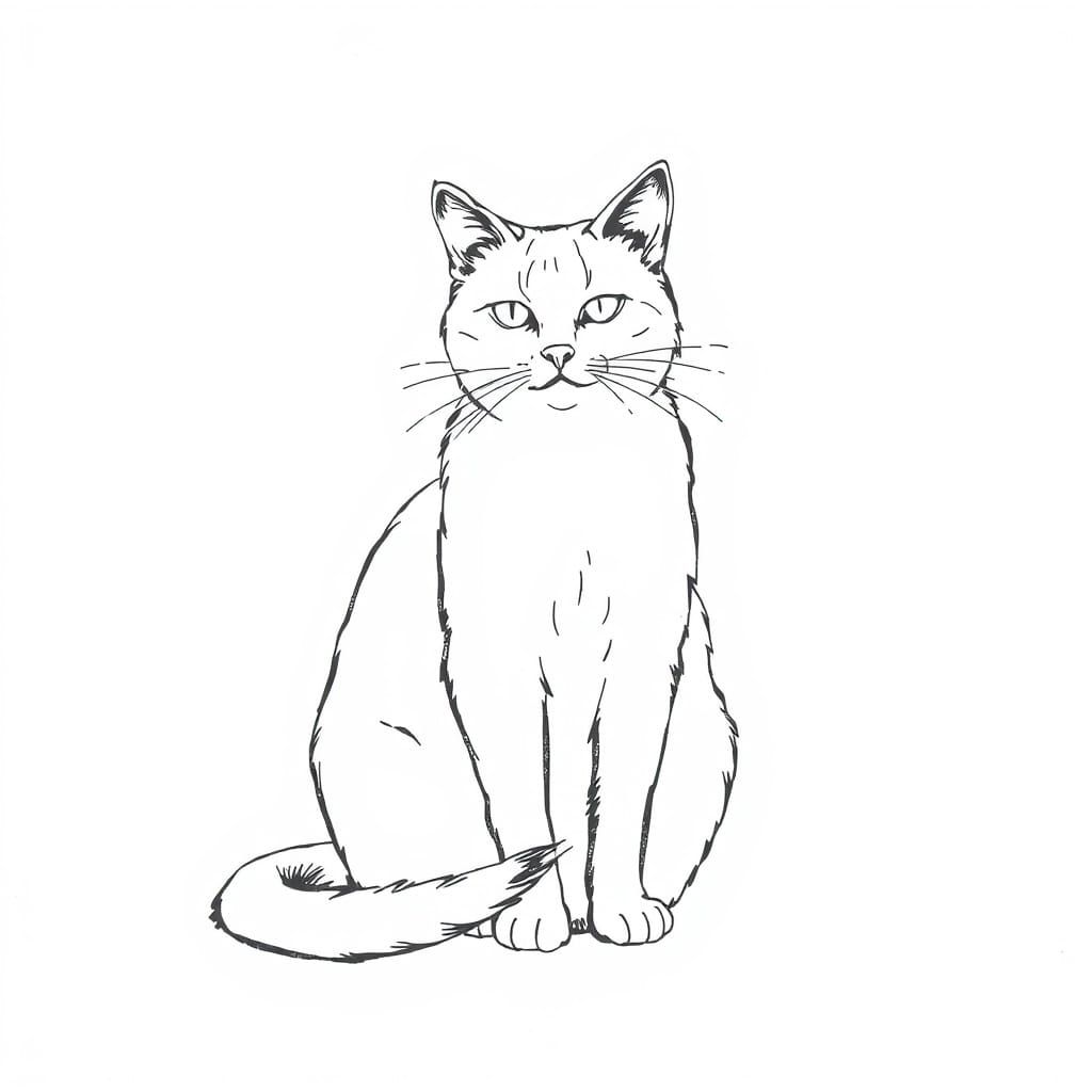 Simplified Minimalist Cat in Charcoal Fragments