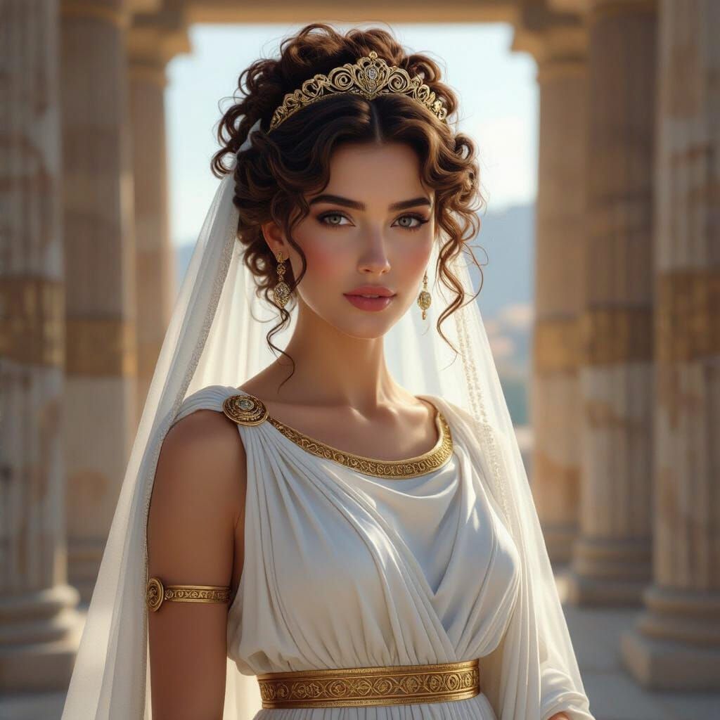 Greek Goddess Arete in Ancient Temple Art