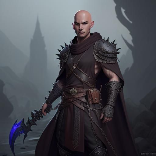 Shadar-Kai Monk with Spiked Chain Weapon