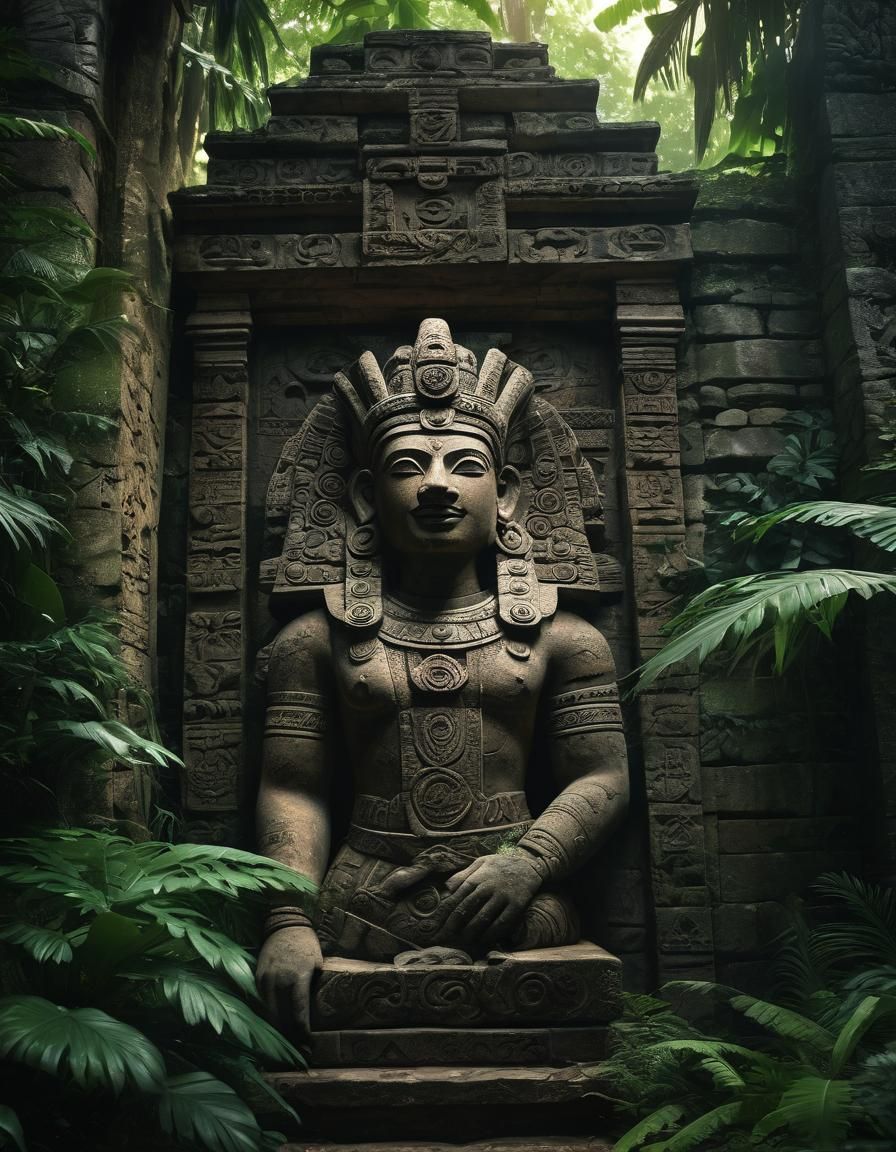 Kukulcan Statue in Ancient Mesoamerican Temple