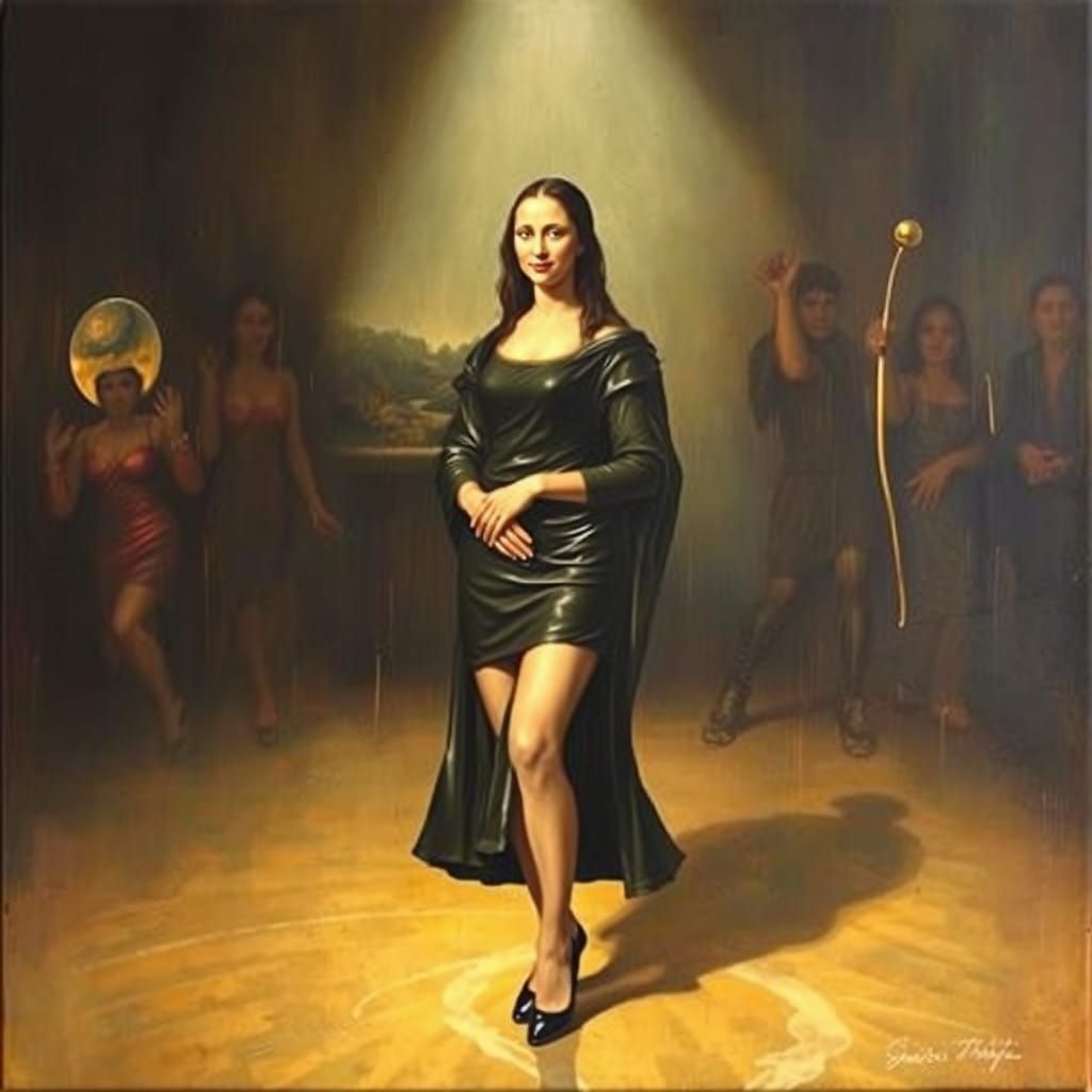 Mona Lisa in a Sensual Surreal Dance Club Scene