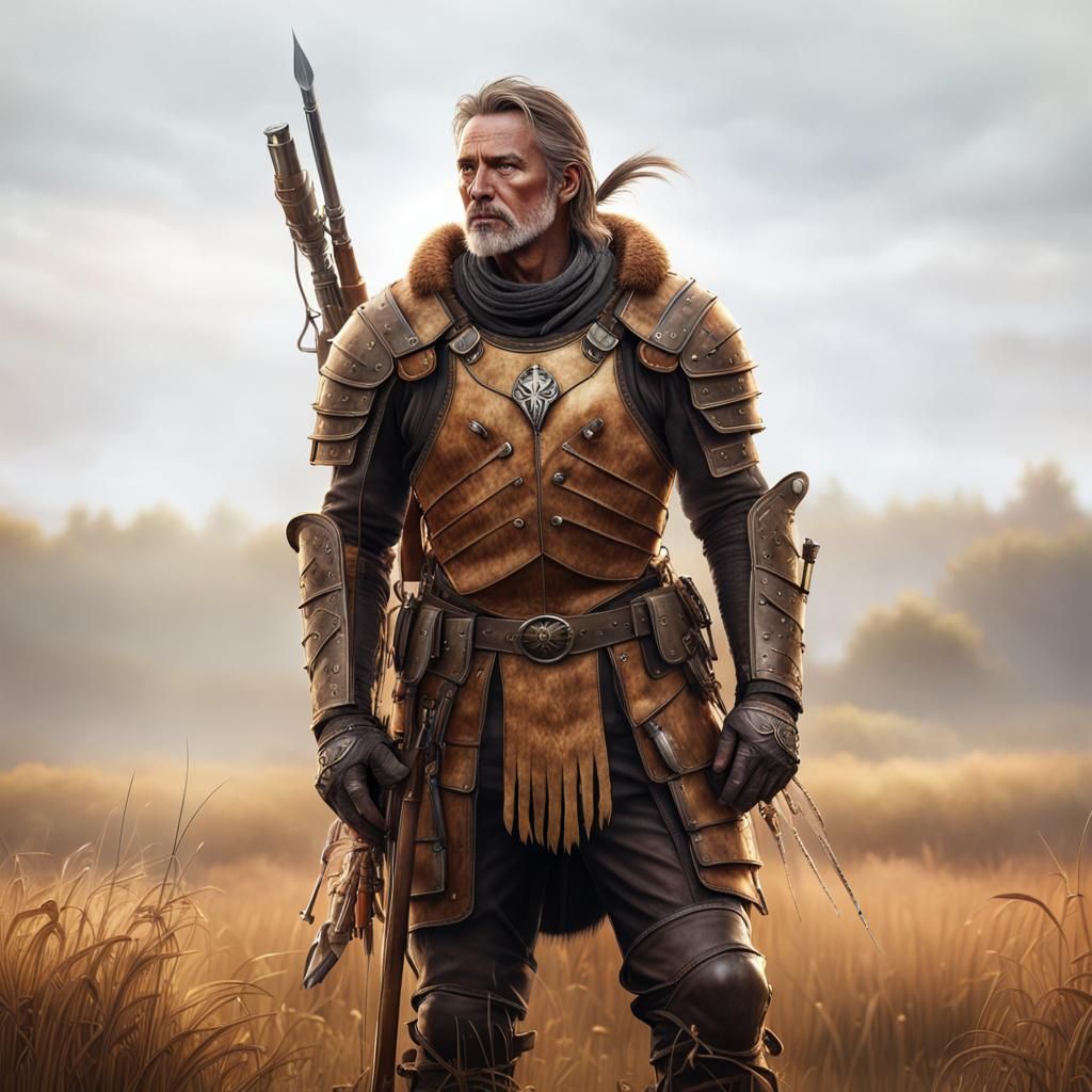 Plains Hunter in Golden Light: Fantasy Hyperrealism