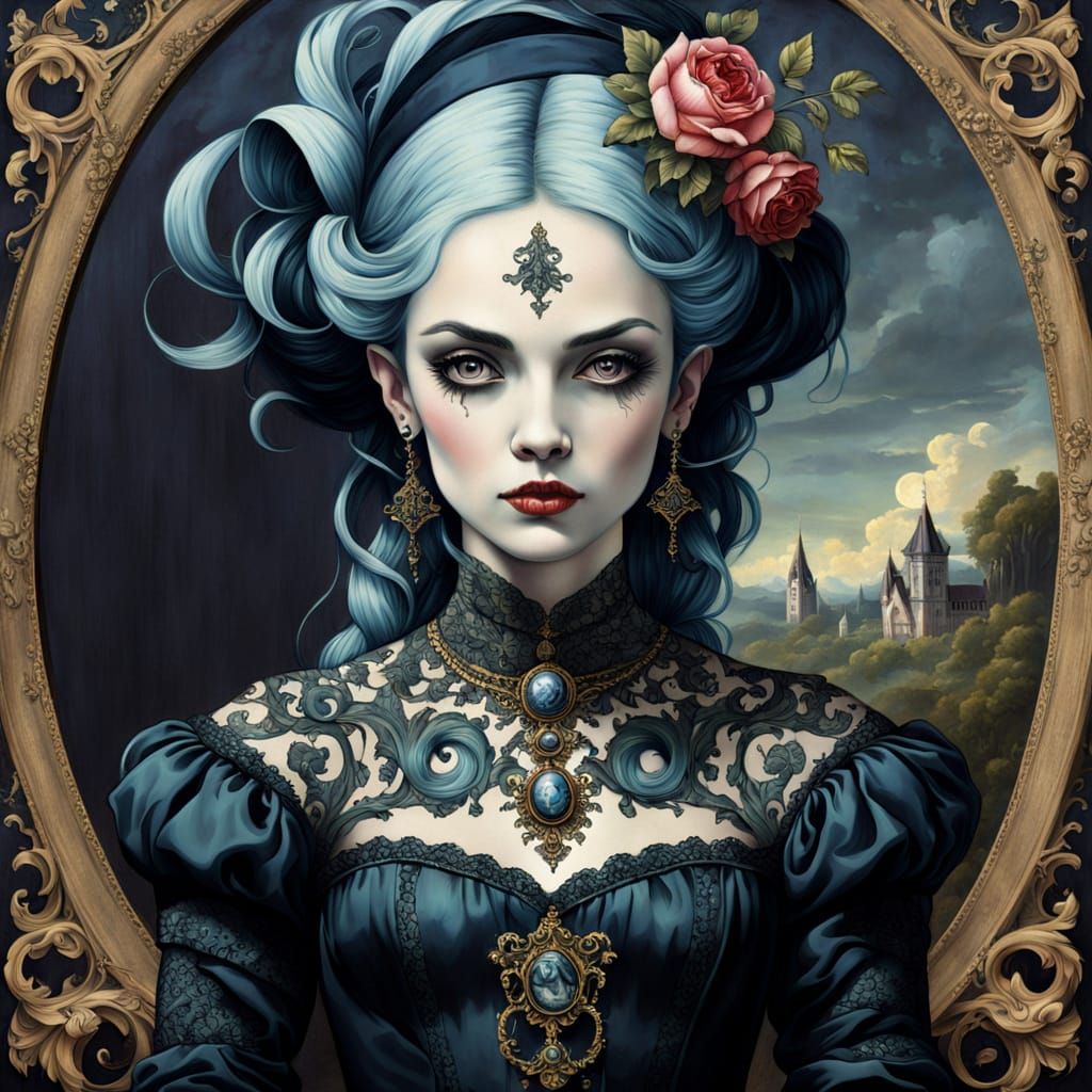 Gothic Tattooed Goddess in Baroque Style