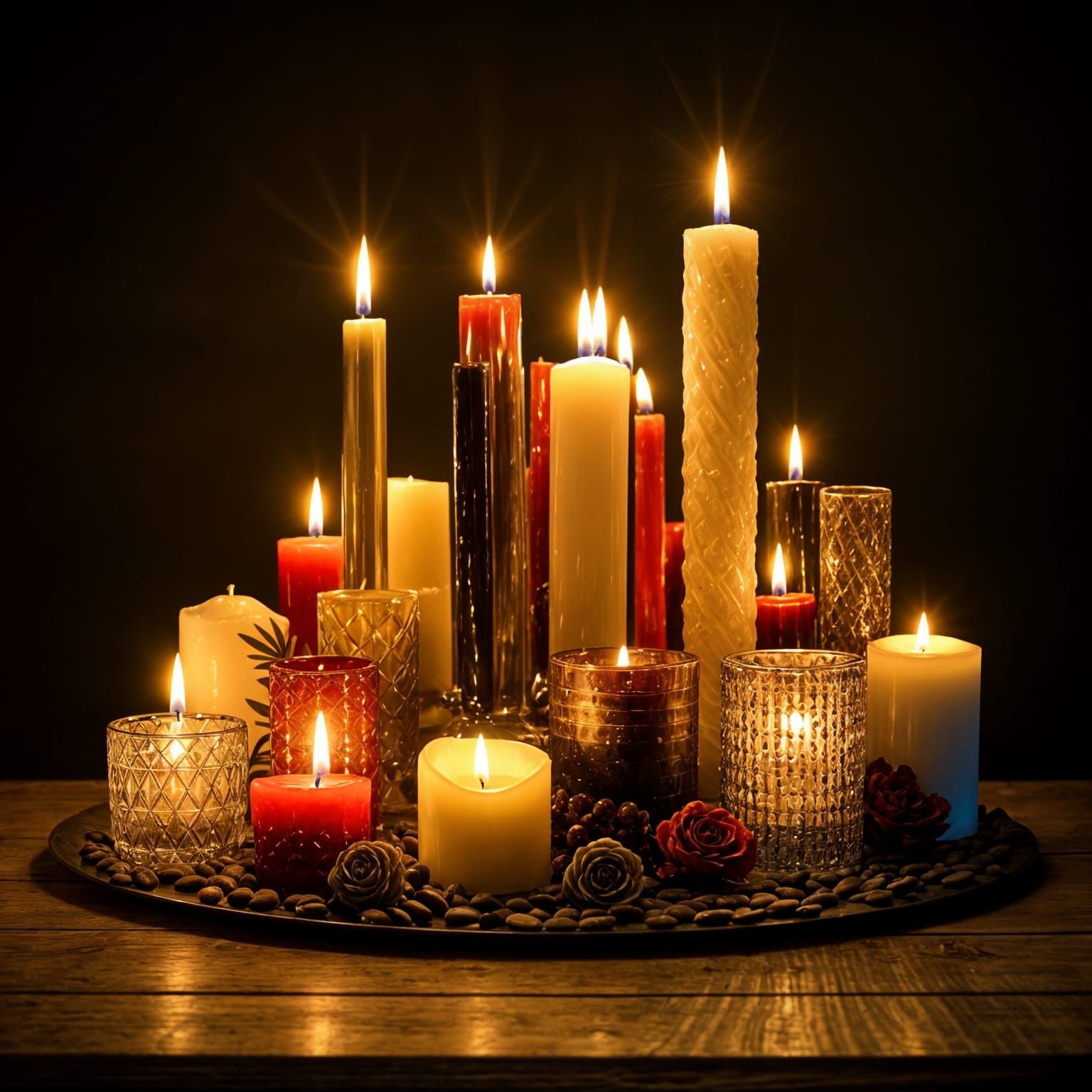 Vibrant Candle Centerpiece in Multicolored Opulence