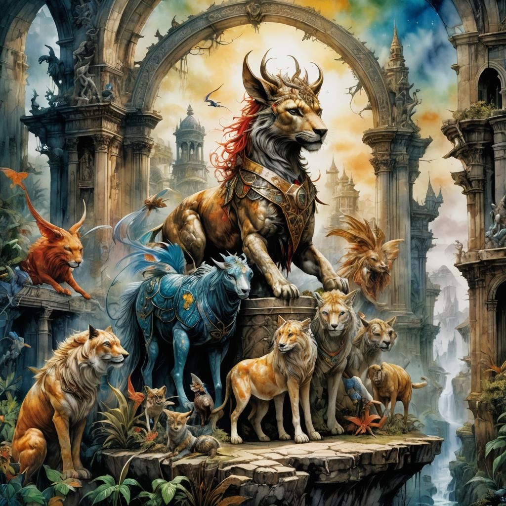 Fantastic Watercolor Wonderland of Hybrid Creatures