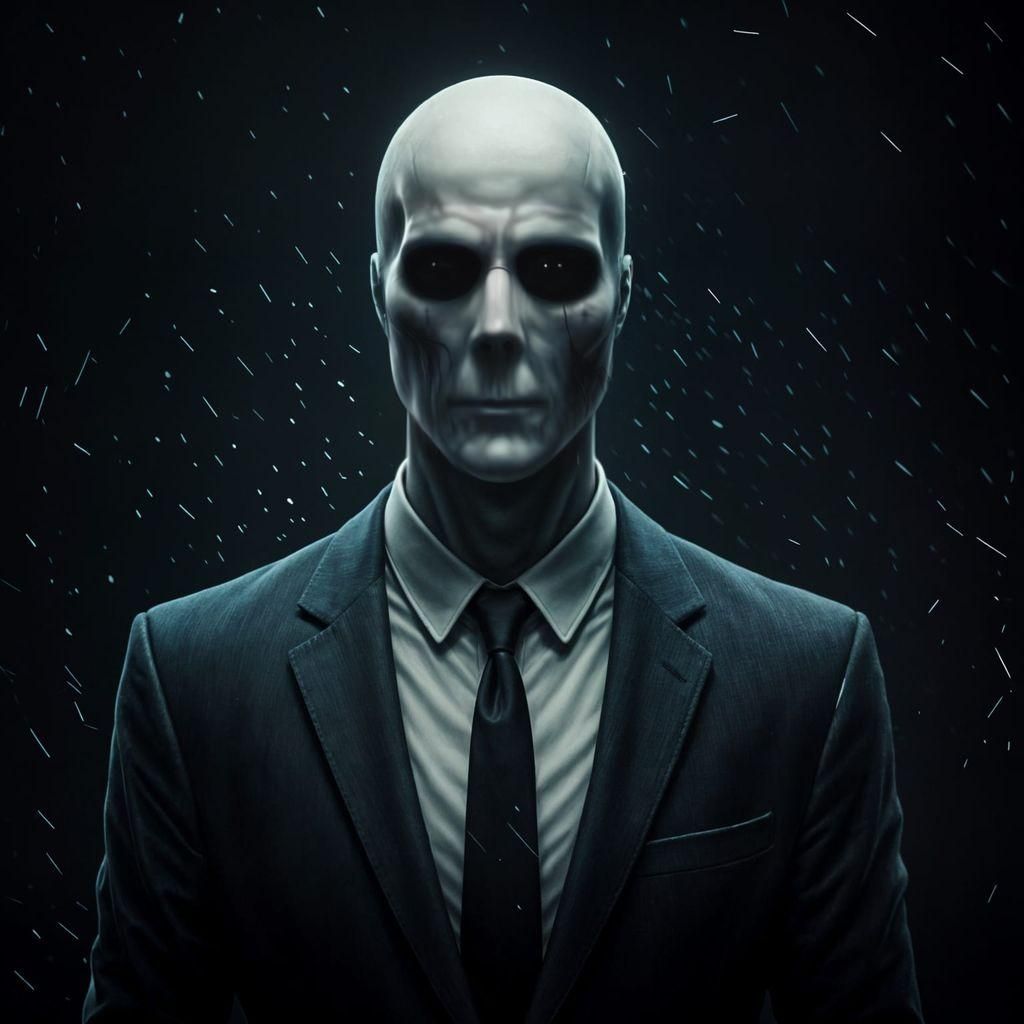 Eerie Photo of Slenderman in Dark Suit