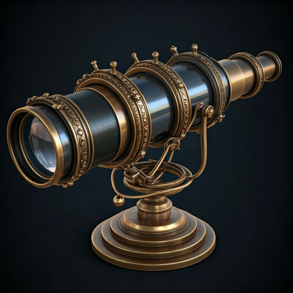 Victorian Wire Telescope in Retro Scientific Style