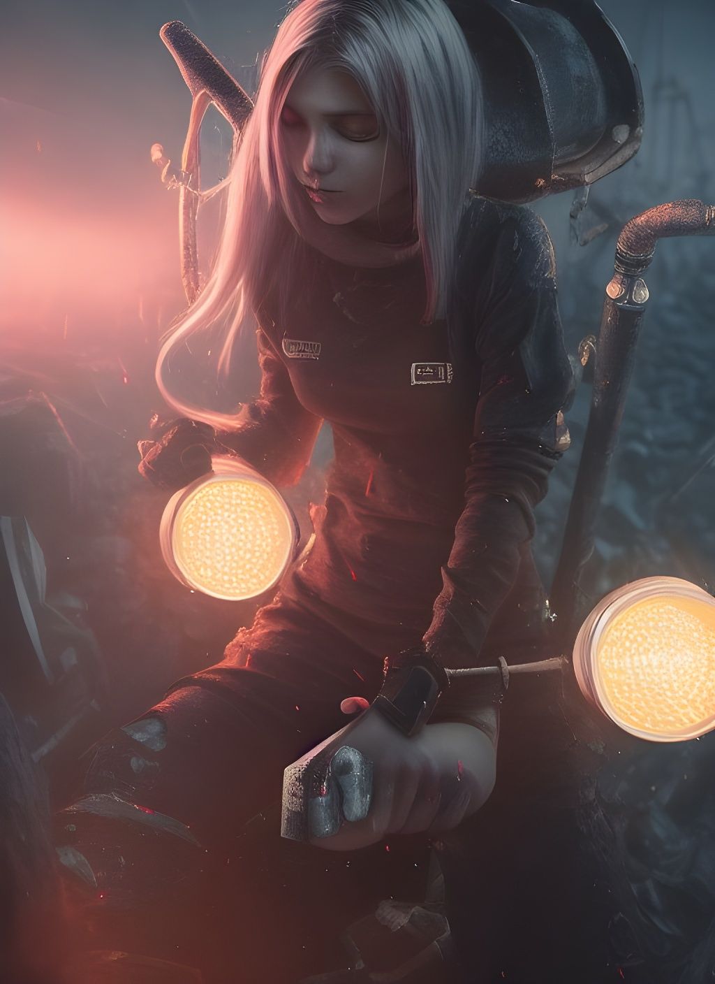 Winry Rockbell Underwater Scene in Art Nouveau Style