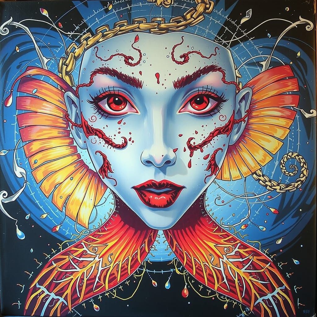 Abstract Swirling Red Forms in Dynamic Motion