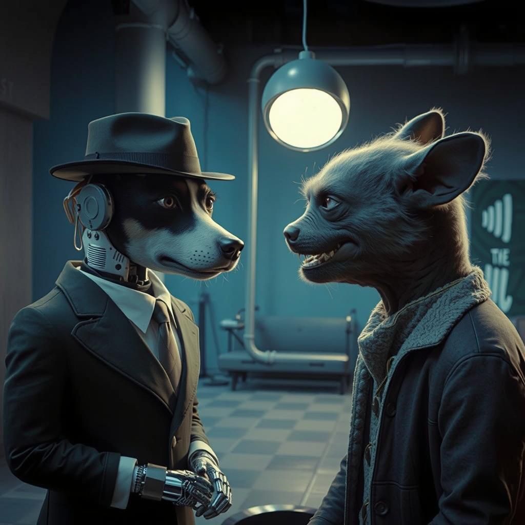 Robot Dog in Sci-Fi Movie Scene