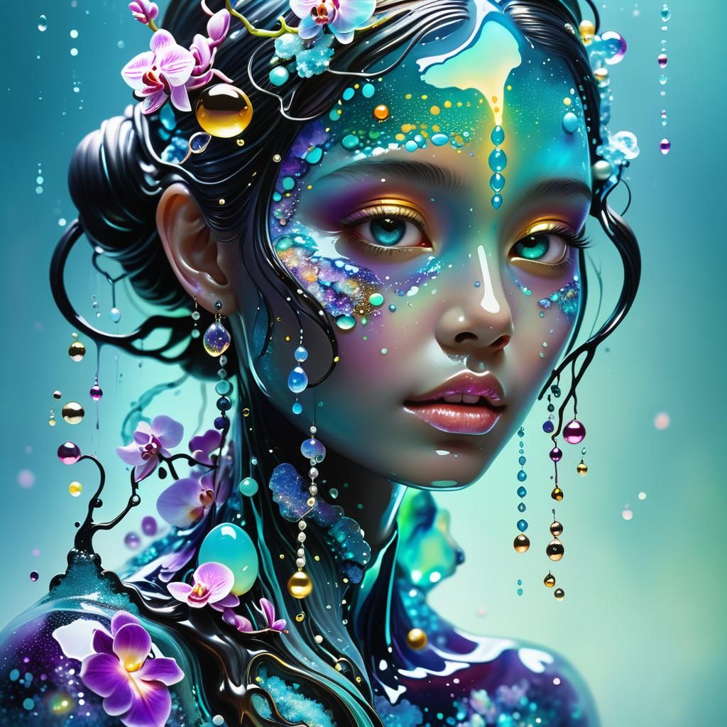 Bioluminescent Water Elemental in Liquid Environment