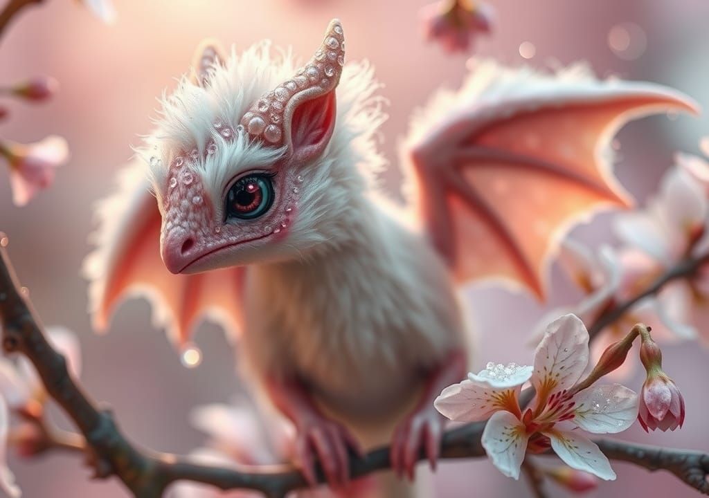 Fluffy Wooly Dragon with Dewdrop Wings