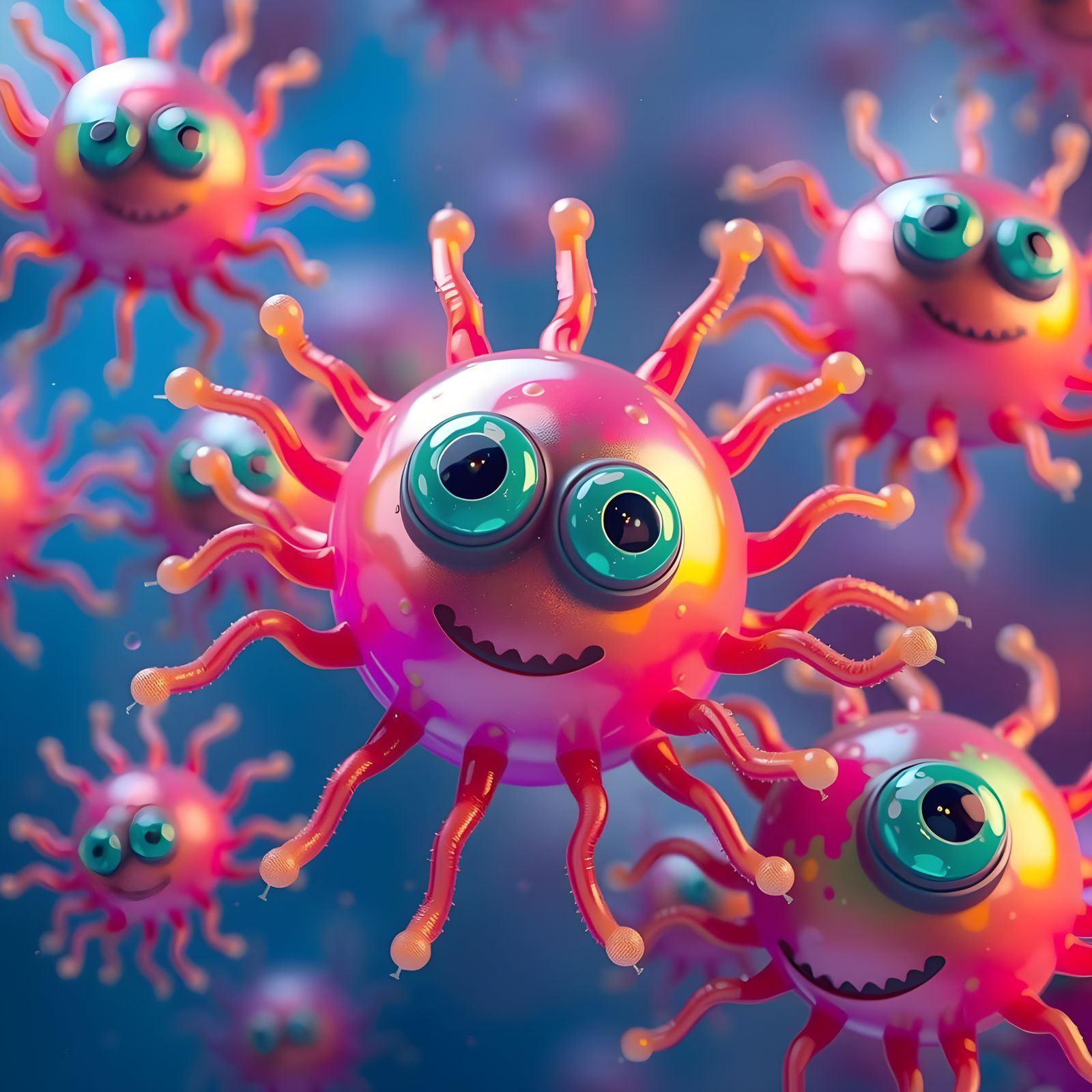 Vibrant Microscopic Worlds in Cartoonish Detail