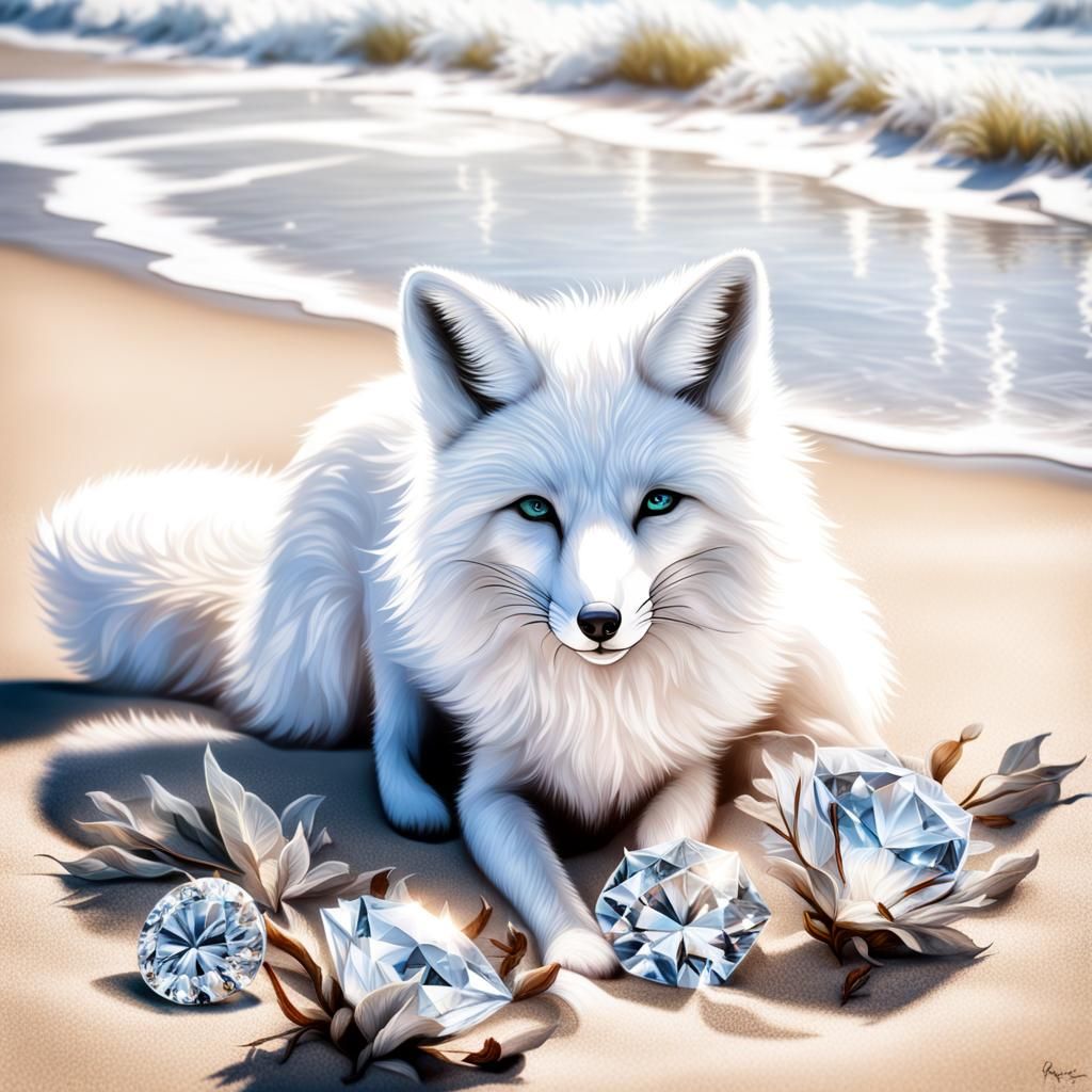Fox Finds Diamond Flower Treasure on Beach