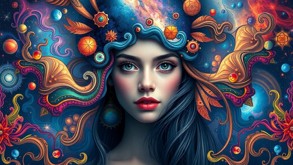 Hyperrealistic Portrait of an Organic Shape in a Vibrant Neb...