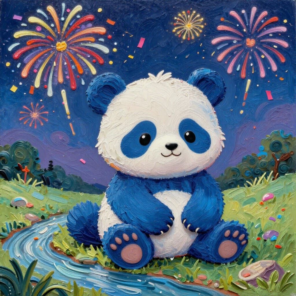 Blue new yearโs panda