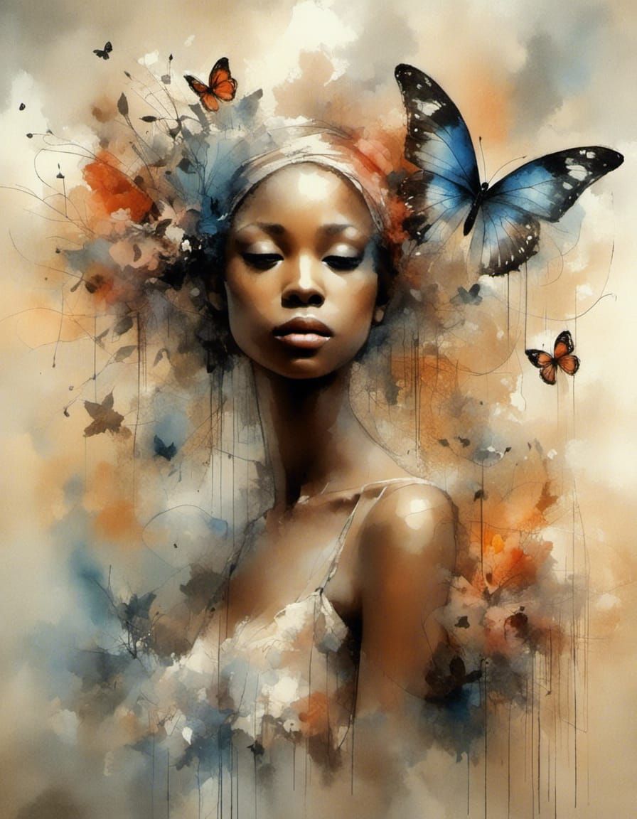 Butterfly Dream: African Mind in Sunset, Painterly Style