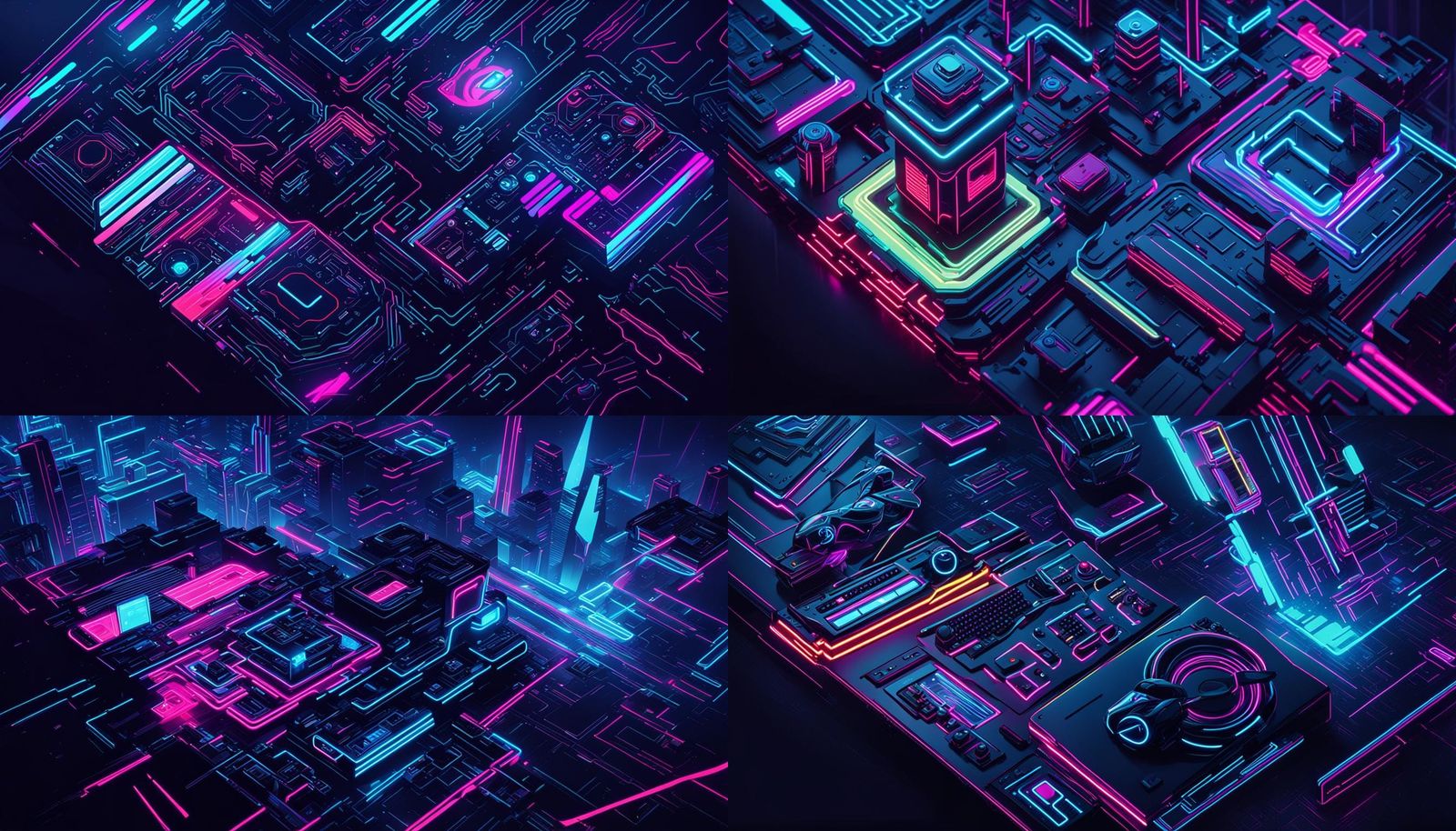 Retro 80s Neon in Tron Synthwave Style