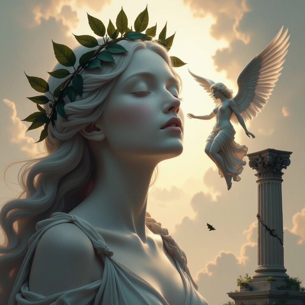 Aphrodite with Integrated Text in Ethereal Realism Style