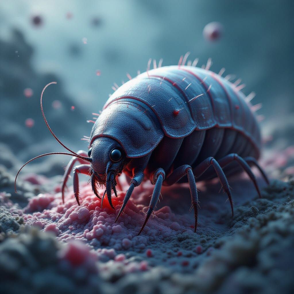 Bioengineered Blood Tick Macrophages in Cinematic Film Still