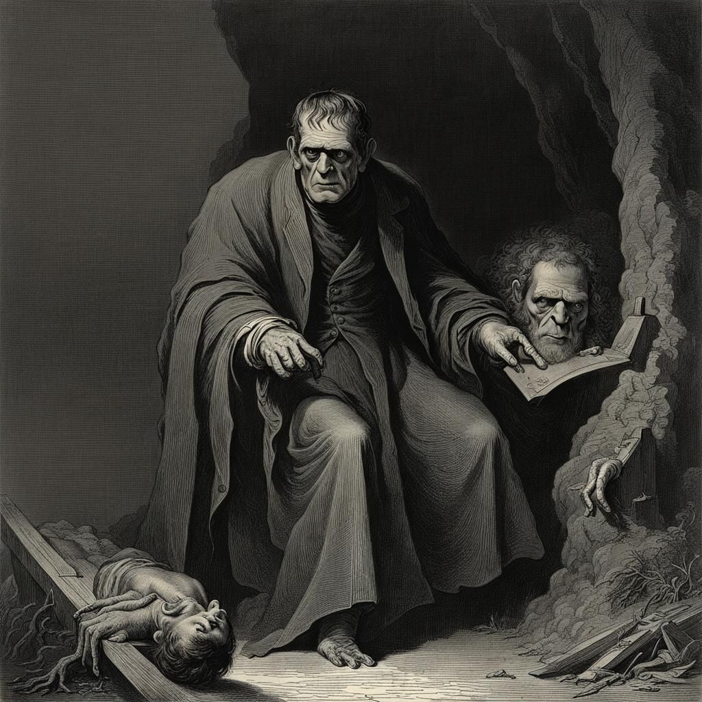 Frankenstein's Monster in Gustave Doré Style