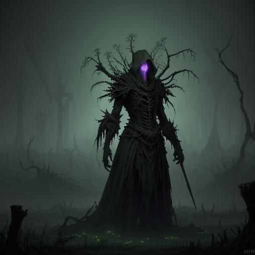 Plague Stalk in Mist-Shrouded Landscape