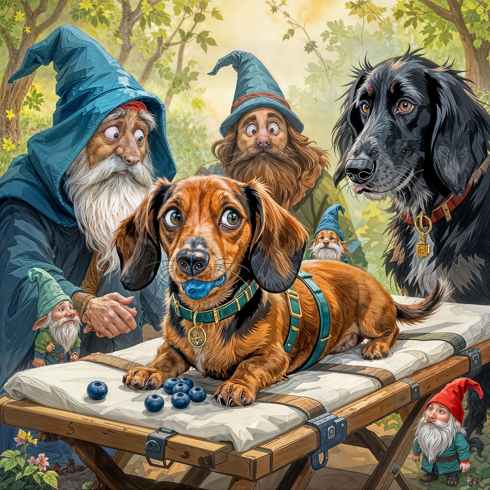 Worried Dachshund on Stretcher with Blue Lips and Concerned ...