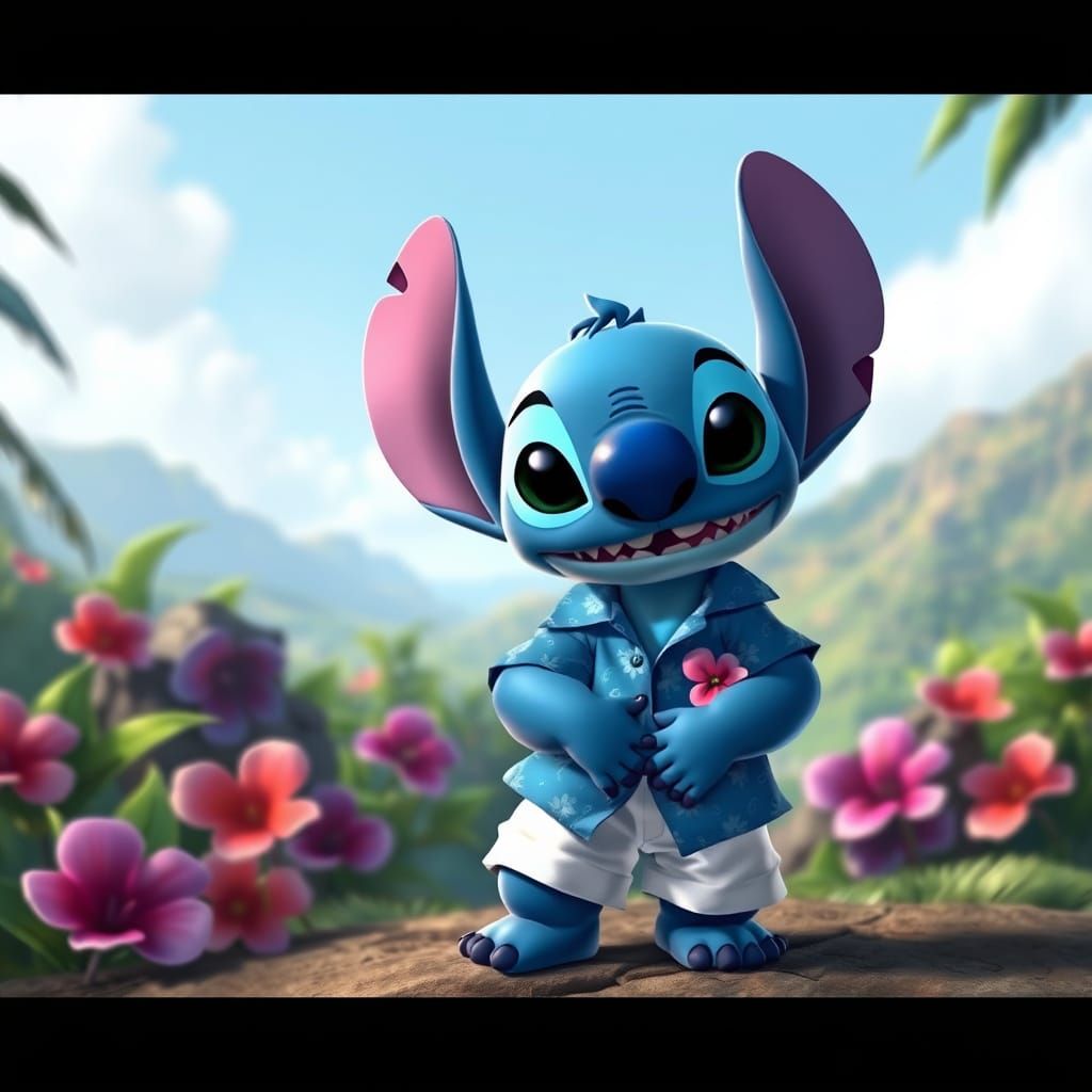 Stitch in Hawaii: Realistic Rendering